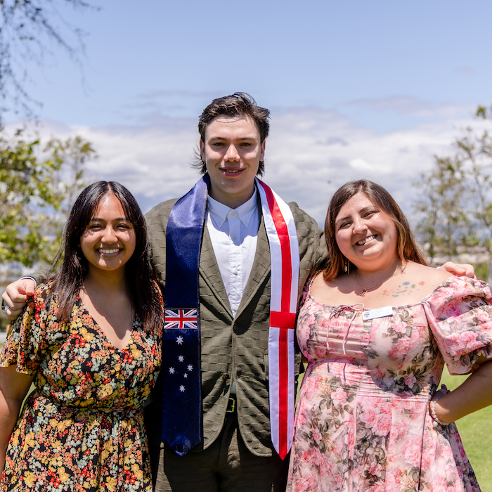 International students at a celebration brunch.